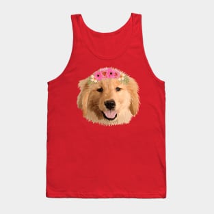 Golden Retriever with Flower Tank Top